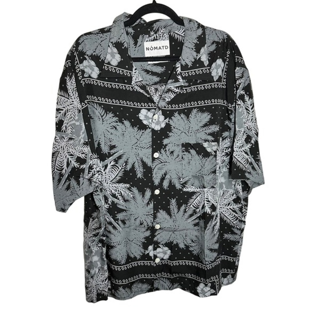 NOMA TD Work By Hand Men's Button Down Shirt Palm Tree Print Black‎ Gray Size 6